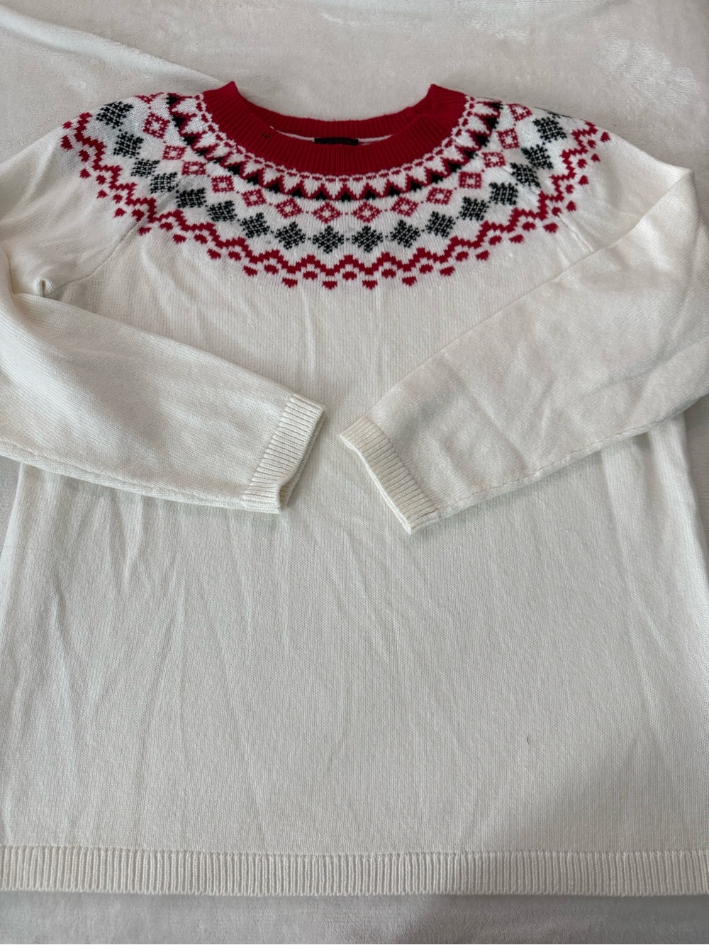 Talbots Fair Isle Yoke Crew neck Sweater knit women’s X NWOT holiday festive D83